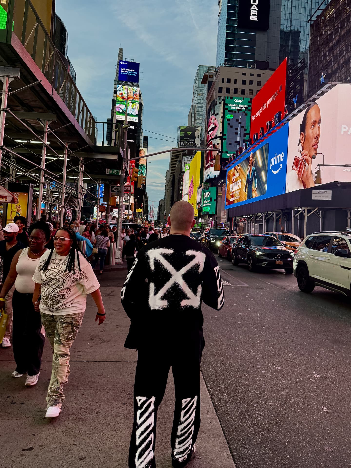 Ronaldas walking through Times Square in New York